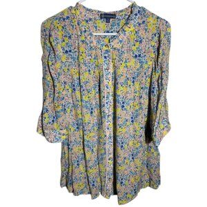Democracy floral rayon‎ 3/4 sleeve blouse, size large